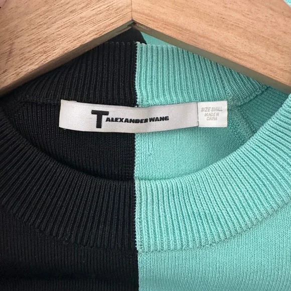 ASO‎ Zendaya T Alexander Wang Colorblock Bodycon DressBlack TealSZ S